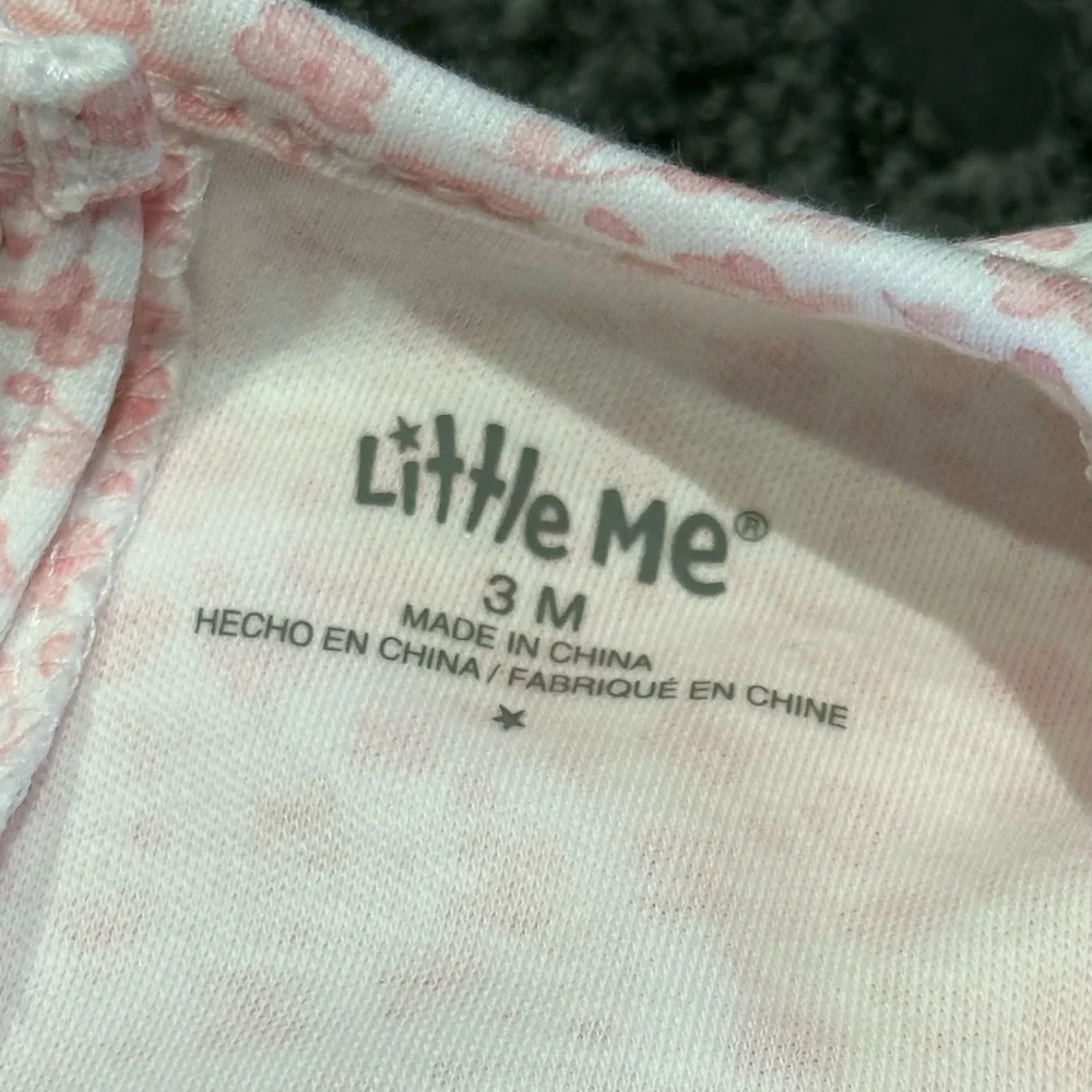 Little Me NWT Pink Floral Footie Romper & Headband Size 3 months - Picture 5 of 5